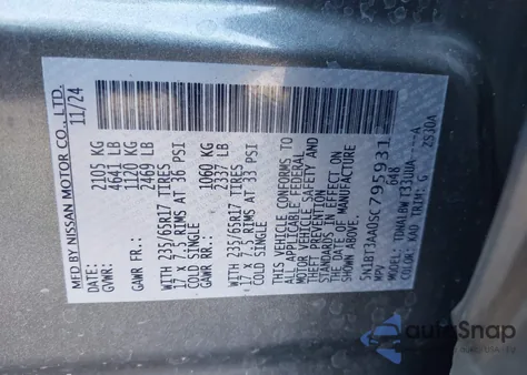 2025 Nissan Rogue S Fwd z USA, uszkodzony, nr VIN 5N1BT3AA0SC795931